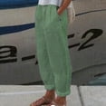 thumbnail image 1 of QUINDOS Fall Pants for Women Straight Leg Long High Waisted Casual Pants Cotton Linen Relaxed Fit Trousers with Pockets, 1 of 3