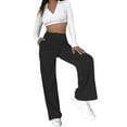 thumbnail image 1 of QUINDOS Flare Leg Women Pants Dressy Casual High Waisted Long Trousers Cotton Pull on Relaxed Fit Pants with Pockets, 1 of 6