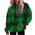 thumbnail image 1 of QUINDOS Women Hoodie Button Plaid Womens Sweatshirts Casual Long Sleeve Graphic Crew Neck Pullover Tops, 1 of 4