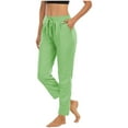 thumbnail image 1 of QUINDOS High Waist Yoga Pants for Women Full Length Workout Leggings Casual Exercise Drawstring Pants, 1 of 9