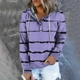 thumbnail image 1 of QUINDOS Hoodies for Women Button Henley Striped Womens Sweatshirts Casual Long Sleeve Graphic Crew Neck Pullover Tops, 1 of 6