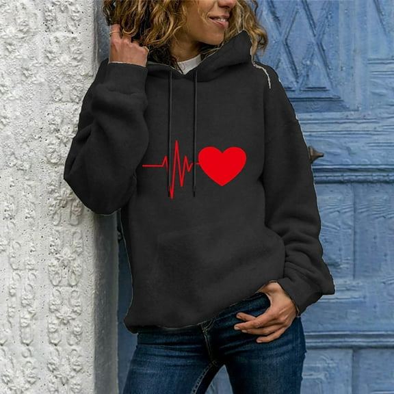 QUINDOS Hoodies for Women Sweatshirts Women Casual Long Sleeve Crew Neck Graphic Pullover Tops