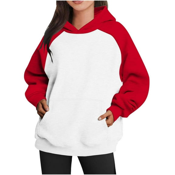 QUINDOS Hoodies for Women Patchwork Sweatshirts Women Casual Long Sleeve Graphic Crew Neck Pullover Tops