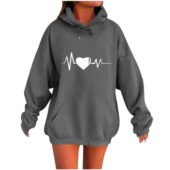 QUINDOS Hoodies for Women Sweatshirts for Women Casual Crew Neck Long Sleeve Graphic Pullover Tops