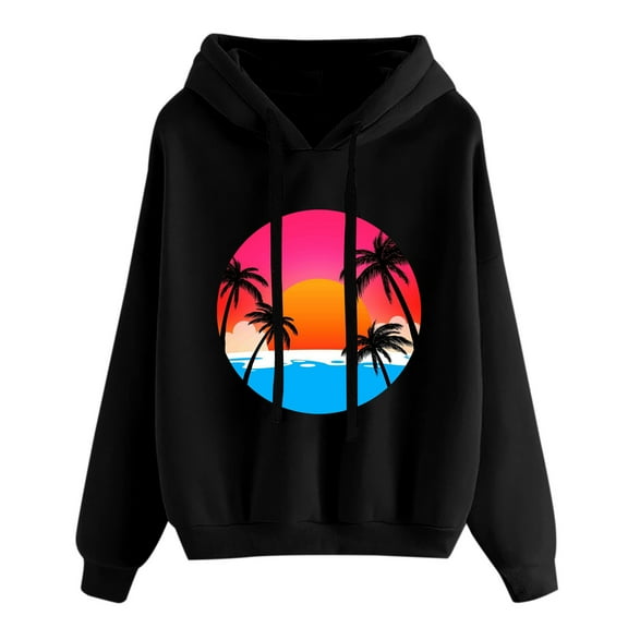 QUINDOS Hoodies for Women Sweatshirts for Women Plus Size Casual Long Sleeve Crew Neck Graphic Pullover Tops