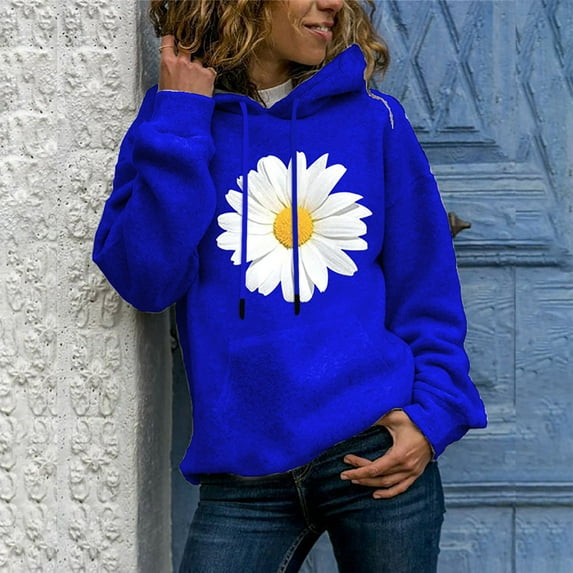 QUINDOS Hoodies for Women Womens Sweatshirts Plus Size Casual Long Sleeve Crew Neck Graphic Pullover Tops