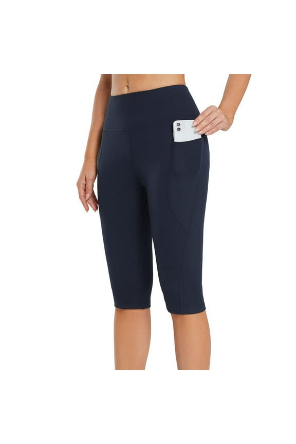 Leggings for Women Capris High Waist Knee Length Compression Workout Yoga Pants