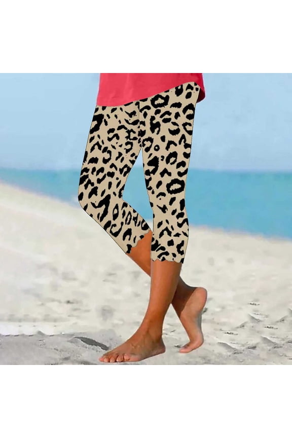 Leopard Leggings for Women High Waist Cropped Yoga Pants Casual Athletic Slim Leggings