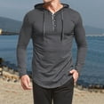thumbnail image 1 of QUINDOS Light Sweatshirts for Men Cotton Solid Color Button Mens Hoodies Pullover Lightweight Long Sleeve Casual Tunic Cotton Pullover Tops, 1 of 9