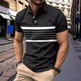 thumbnail image 1 of QUINDOS Mens Shirts Big and Tall Casual Short Sleeve Collared Polo Shirts Work Loose Striped Golf T-shirts, 1 of 8