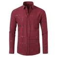 thumbnail image 1 of QUINDOS Mens Shirts Men's Fall And Winter Fashion Casual Whole Colored Turn-down Collar Button Long Sleeve Business Loose Leisure Tee Shirts, 1 of 2