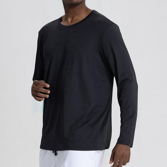 QUINDOS Mens Shirts Men's Fall And Winter Fashion Casual Long Sleeve Quick Drying Clothes Running Fitness Training Basketball Outdoor Long Sleeve Sunscreen Clothes T Shirts