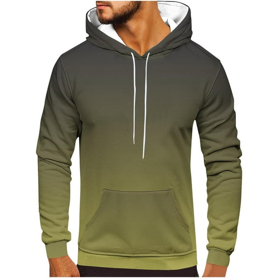 QUINDOS Mens Sweatshirts Gradient Color Mens Hoodies Quarter Zip up Long Sleeve Casual Pullover Tops Kangaroo Pocket