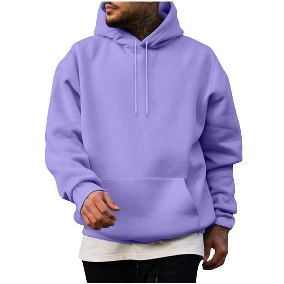 QUINDOS Mens Sweatshirts Hooded and Zipper Solid Color Hoodies for Men Full Zip Long Sleeve Casual Pullover Tops Kangaroo Pocket