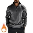 thumbnail image 1 of QUINDOS Mens Sweatshirts and Hoodies Athletic Letter Print Polar Fleece Hoodies for Men No Sleeve Long Sleeve Casual Button Pullover Tops Kangaroo Pocket, 1 of 9