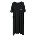 thumbnail image 1 of QUINDOS Pajamas for Women Plus Size Satin Long Nightgowns for Women Pleated Front Short Sleeve Sleep Dress Casual Solid Crew Neck Loose Sleepwear Night Dress, 1 of 5