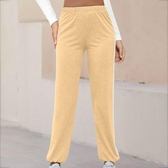 QUINDOS Pants for Women Straight Leg High Waisted Long Athletic Sweatpants Loose Pants with Pockets