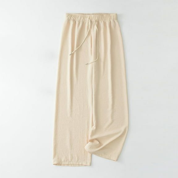 QUINDOS Pants for Womens Fashion Wide Leg Long High Waisted Casual Pants Loose Trousers with Pockets