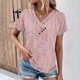 thumbnail image 1 of QUINDOS Plus Size Womens T Shirts Summer Pink Short Sleeve Womens Plus Tops Clearance Holiday V-neck Floral Tops, 1 of 5