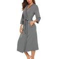 thumbnail image 1 of QUINDOS Robes for Women Long Wrap Chest Pajamas for Women Midi Long Sleeve Nightgowns Casual Solid Belt Slim Sleepwear Night Dress, 1 of 5
