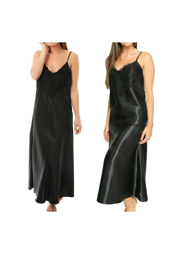 Satin Pajama for Women Silk Long Nightgowns for Women Sling Lace Suspenders Casual Solid Loose Club Wear Night Dress