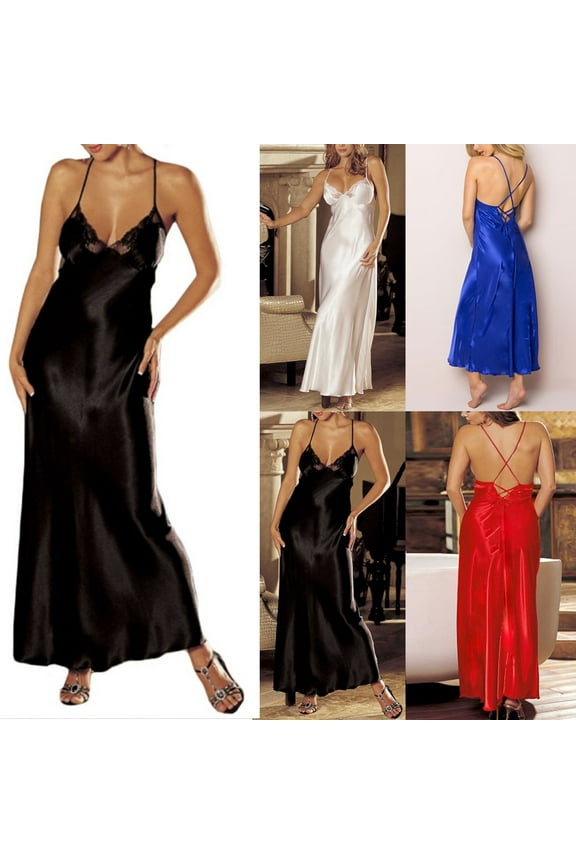 Satin Pajama for Women Silk Maxi Nightgowns for Women Long Sling Sleep Dress Casual Solid Slim Club Wear Night Dress