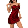 thumbnail image 1 of QUINDOS Satin Pajama for Women Silk Short Nightgowns for Women Padded Mini Suspenders Casual Lace Bow Sleepwear Night Dress, 1 of 8
