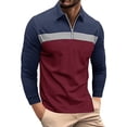 thumbnail image 1 of QUINDOS Shirts for Men 2024,Men's Fall And Winter Fashion Casual Cotton Turndown Zipper Athletic Fallow Strip Slim Long Sleeve Lapel Loose Vacation Tee Shirts, 1 of 4