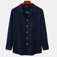 thumbnail image 1 of QUINDOS Shirts for Men,Men Fall And Winter Fashion Casual Daily Long Sleeve Solid Color Loose Pocket For Long Sleeve Turndown Collar Comfy Workout T-shirt, 1 of 4
