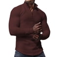 thumbnail image 1 of QUINDOS Shirts for Men 2024,Mens Fall And Winter Fashion Casual Solid Color Half Zipper Long Sleeve St Up Collar Comfy Vacation T-shirt, 1 of 3