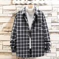 thumbnail image 1 of QUINDOS Shirts for Men,Men Fall And Winter Fashion Casual Turndown Long Sleeve Pocket Button Closure Plaid Print Loose Workout Tee Shirts, 1 of 4