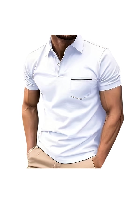 Short Sleeve Mens Shirts Casual Polo Collared Shirts Solid Vintage Vacation Patchwork Loose T-shirts