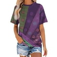 thumbnail image 1 of QUINDOS Short Sleeve T Shirt for Women Polka Dot Purple Summer Womens Tops Crew Neck Vintage Cool Tops, 1 of 4