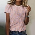thumbnail image 1 of QUINDOS Short Sleeve T Shirts for Women Summer Pink Women Tops Holiday Vintage Floral Crew Neck Tops, 1 of 5
