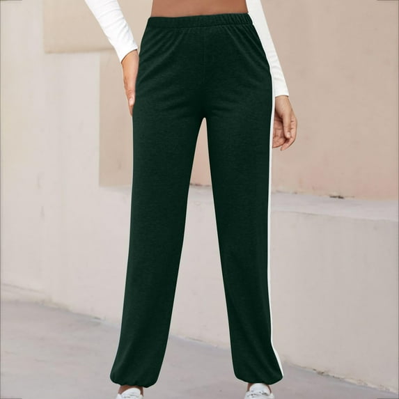 QUINDOS Straight Leg Womens Comfy Pants High Waisted Long Athletic Sweatpants Loose Pants with Pockets