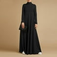 thumbnail image 1 of QUINDOS Summer Dresses for Women 2025 A-Line Casual Long Sleeve High Neck Plus Size Dresses Solid Color Pockets Maxi Long Dresses for Women, 1 of 6