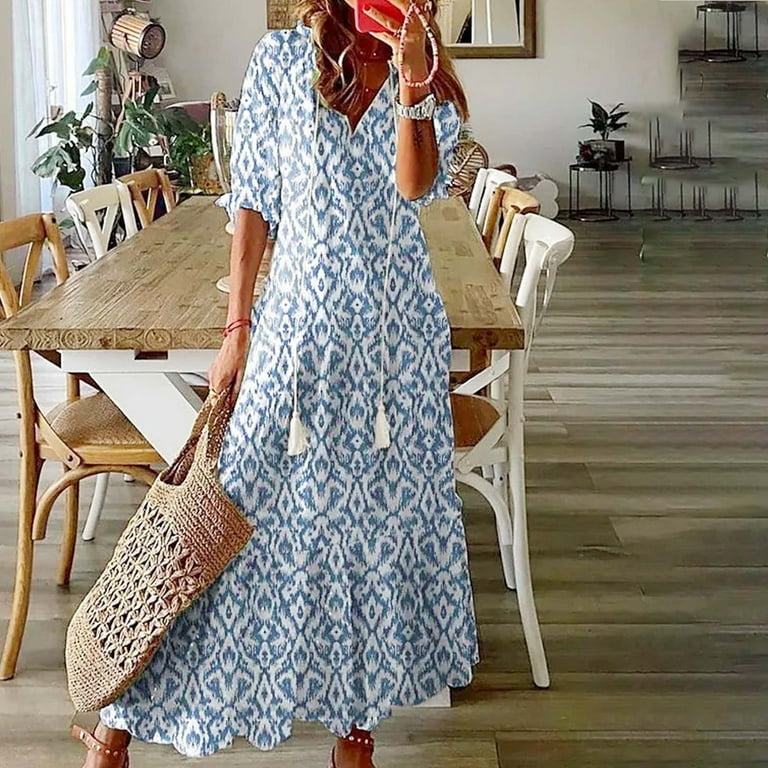 long summer dresses short sleeves PRETTYGARDEN Womens Summer Puff Short Sleeve Maxi Dress Square Neck Sm