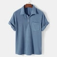 thumbnail image 1 of QUINDOS Summer Hawaiian Button up Shirt Short Sleeve Button Down Casual Shirts Solid Beach Loose Vacation Woven Shirts, 1 of 3