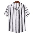 thumbnail image 1 of QUINDOS Summer Mens Hawaiian Shirt Cotton Button up Short Sleeve Casual Shirts Vacation Striped Loose Fit Beach Shirts, 1 of 3