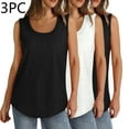 thumbnail image 1 of QUINDOS Summer Womens Tank Tops Plus Size 3 Pack Casual Womens Camisoles Square Neck MultiPack Sleeveless Strap Shirts Tops Loose Fit Long Solid Color Undershirts, 1 of 9