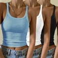 thumbnail image 1 of QUINDOS Tank Tops for Women Athletic Summer 3 Pack Ribbed Camisoles for Women Crew Neck Multi Pack Gym Sleeveless Spaghetti Strap Cami Tops Slim Fitted Solid Color Undershirts, 1 of 6