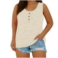 thumbnail image 1 of QUINDOS Tank Tops for Women Plus Size Beige Exercise Summer Pull-over Fashionable Knitted Casual With Round Neck Strap Button Tops Camisoles for Women, 1 of 6