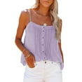 thumbnail image 1 of QUINDOS Tank Tops for Women Plus Size Purple Exercise Summer Fashion Casual Button Sleeveless Shirts Round-Neck Solid Tank Tops Blouse Vest Camisoles for Women, 1 of 6