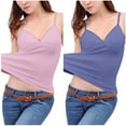 thumbnail image 1 of QUINDOS Tank Tops for Women Summer with Built in Bras Removable 2 Pack Athletic Camisoles for Women Multi Pack V-Neck Sleeveless Yoga Spaghetti Strap Shirts Tops Solid Color Slim Fitted Undershirts, 1 of 4