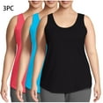 thumbnail image 1 of QUINDOS Tank Tops for Women Summer Plus Size 3 Pack Camisoles for Women Plus Strap Crew Neck Sleeveless Multi Pack Cami Shirts Solid Color Slim Fitted Undershirts, 1 of 6