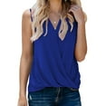thumbnail image 1 of QUINDOS Tank Tops for Women 2025 Blue Yoga Fashion Causal V-Neck Solid Blouse Sleeveless T-Shirt Summer Tops Camisoles for Women, 1 of 5