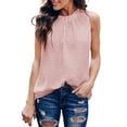 thumbnail image 1 of QUINDOS Tank Tops for Women Clearance Sports Pink Summer Solid Color Dots Round Neck Sleeveless Tee Tops T-Shirt Camisoles for Women Plus Size, 1 of 9