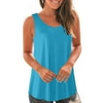 thumbnail image 1 of QUINDOS Tank Tops for Women Sky Blue Workout Summer Fashion Solid Vest Round-Neck Loose Sleeveless T-shirt Pullover Tops Camisoles for Women, 1 of 6