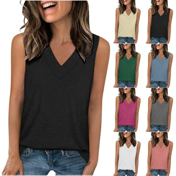 Royisotas Tank Tops for Women Summer Sleeveless V-neck Shirts Casual Running Womens Camisoles