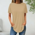 thumbnail image 1 of QUINDOS Tunic Plus Size Womens Shirts Short Sleeve Summer Yellow Womens Tops Plus Size Crew Neck Beach Solid Tops, 1 of 3